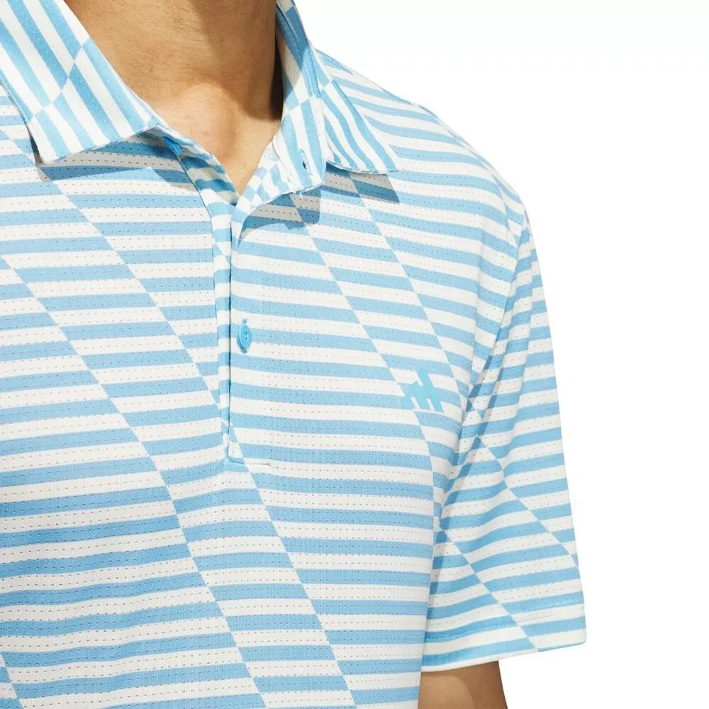 Adidas Golf Men's Ultimate365 Mesh Print Polo Shirt Semi Blue Burst/Ivory Size L